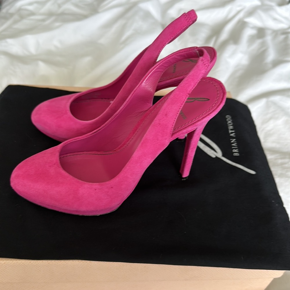 Brian Atwood hot pink sling back stilettos 👠- size 36 / 6 💕 EUC - Picture 3 of 7